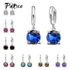 Silver Dangle Earrings CZ Crystal Big Round Earrings For Women Girls Gift Jewelry - Image 1