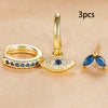 Three Piece Evil Eye Hoop Earring Set with Blue Stone Accents - Image 16