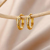 Stainless Steel Hoop Earrings For Women Gold Color Geometric Square Zircon Earring Female Wedding Aesthetic Jewerly Gift - Image 14