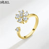 Rose Flower Rotating Ring For Women Spinner Fidgets Heart Charm Adjustable Open Rings Star Moon - Image 20