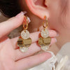 Temperament Geometric Stainless Steel Round Dangle Earrings for Women Crystal Zircon Pendant Jewelry Gifts - Image 1