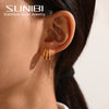 Classic Stainless Steel Hoop Earrings for Women Jewelry Needle Three Row Simply Design Metallic Earring Gifts - Image 4