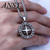 Layered Necklaces for Men, Sailing Travel Compass Pendant, Stainless Steel Cuban Figaro Wheat Chain, Casual Retro Collar - Image 1