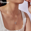Silver Snowflake Pendant Necklace Sparkling Hexagram CZ Link O-Chain for Women Xmas Winter Gift - Image 1