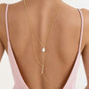 Simple Multilayer Pearl Back Chain Necklace Women Metal Zircon Water Drop Body Chain Bride Wedding Jewelry Accessories - Image 3