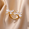 White Zircon Flower Leaf Shape Stainless Steel Rings For Women Adjustable Aesthetic Wedding Ring Light Female Jewelry Bff - Image 34