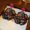 Colorful Rice Beads Embroidered Flower Earrings for Women Unique Design Drop Earring Retro Delicate Jewelry - Image 4