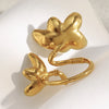 La. Muses Mixed Color Flower Double Headed Stainless Steel Women's Open Ring Pvd Gold Plated Daily Jewelry Accessories - Image 6