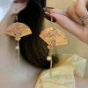 Chinese Retro Carved Phoenix Foldable Folding Fan Handing Earrings for Women Without Piercing Mosquito Coil Clip Tassel Earrings - Image 3