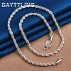 Charm silver Accessories Men 4MM 40-60cm 2PCS Rope Chain Necklace Bracelet Women Wedding Gift Jewelry - Image 4