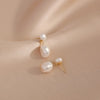 Delicate Irregular Freshwater Pearl Earring For Women Gold Color Metal Hanging Drop Earrings Statement French Jewelry - Image 2