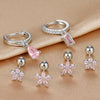 3pcs Stainless Steel Square Pink Zirconia Earrings Set For Women Small Helix Screw Cartilage Piercing Party Jewelry Accessories - Image 16