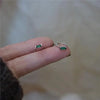 Sell Silver Squre Green Hoop Earrings for Women Silver Ear Studs Initial Earrings - Image 1