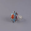 Craft Inlaid Enamel Porcelain Lotus Natural Chalcedony Adjustable Ring Ethnic Classic Ladies Jewelry - Image 8