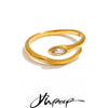 Stainless Steel Zirconia Snake Adjustable Ring Gold Platinum Plated Minimalist Chic Jewelry - Image 1