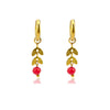 Earrings Boucles D'oreilles Woman Stainless Steel Leaf Charm Small Hoop Earrings With Stone - Image 5