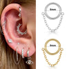 Tragus Piercing Women's Hoop Earrings with Chain Helix Star Butterfly Crown Zircon Ear Rook Daith Sung Body Jewelry Gift - Image 2