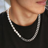 Freshwater Pearls/Plastic Pearl Stainless Steel Chain Plicing Necklace Hip Hop Charms Jewelry Adjustable - Image 1