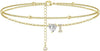 CZ Ankle Bracelets for Women Gold Plated CZ Initial Dainty Layered Heart Anklets Foot Chain Summer Beach Jewelry - Image 24