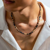 Brown and Black Small Beaded Chain Necklace Men Wood Beads Short Choker Necklace Collar on Neck Jewelry Male - Image 7