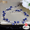 Pera Royal Women Jewelry Silver Color Dark Blue CZ Crystal Leaf Chain Link Bracelets and Bangles for Party Gift - Image 1
