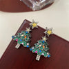 Christmas Tree Zircon Crystal Star Silver Color Earrings Stud Dangle Xmas Jewelry Women Party Gift - Image 29