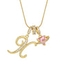 Letter Necklace for Women Pink Zircon Heart-shaped Pendant Suitable for Girls to Wear Personalized Gold-plated Jewelry - Image 38