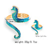 Seahorse Bangles Ring Set for Women, Stainless Steel Beach Daily Jewelry Set Gift Ocean Style - Image 4