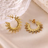 Statement Retro Half Sun Design Stainless Steel Stud Earrings For Women Fan-shape Gold Color Personality Vacation Jewelry Gift - Image 5