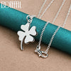 Silver Four-Leaf Clover Pendant Necklace 16-30 Inch Chain For Woman Wedding Charm Jewelry - Image 6