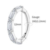 Titanium Baguette CZ Conch Eternity Clicker 16G Hinged Septum Hoop Earring Cartilage Helix Piercing - Image 5