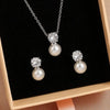 Elegant Round Cubic Zirconia Imitation Pearl Necklace Earrings For Women Bridal Wedding Party Jewelry Gift - Image 5