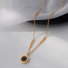Classic Stainless Steel Roman Digital Wafer Pendant Necklace for Women Charm Geometry Round Shell Choker Chains Jewelry Gifts - Image 5