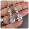 Water Drop Cubic Zirconia Stones Earrings Silver Color Inlaid Zircon Engagement Wedding Dangle Earrings - Image 5