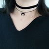 Sweet and cute black acrylic Moon Crescent pendant velvet strap double layer wear choker neck strap collar choker necklace women - Image 1