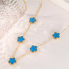 Gold Plated Stainless Steel Necklace Woman Five Leaf Petals Double Sided Necklaces for Women Pendant Flower Clover Jewelry - Image 8