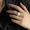 Silver Unique Oval Big Simple Ring For Women Jewelry Finger Adjustable Open Vintage Ring For Party Birthday Gift - Image 4