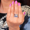 Lapis Lazuli Three Tone Ring Meditation Band Boho Silver Color Jewelry - Image 3