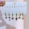 6pcs Pendant Earring Set Star Flower Butterfly and Simple Hoop Earrings Jewelry Gold Plated Accessory - Image 15