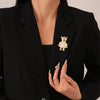 Europe and The United States Inlaid Rhinestone Bear Letter M Brooch Light Temperament Pins - Image 2