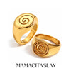 316L Stainless Steel Spiral Signet Chunky Wide Band Ring Gold Plated Vintage Jewelry For Women Gifts - Image 1