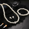 3 Pcs Imitation Pearl Fireball Necklace Bracelet Earring Stud Jewelry Set Silver Color Crystal Stone Elegant Bridal Jewelry Gift - Image 2