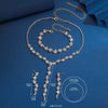 Four-Piece Geometric Flower Jewelry Set with Necklace Earrings and Bracelet - Image 6