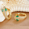 2pcs Stainless Steel Green Crystal Zirconia Snake Hoop Earrings for Women Punk Hip-hop Chic Animal Party Jewelry - Image 5