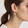 Asymmetric Stone and Eight Pointed Star Combination Pendant Earrings for Women, Stainless Steel Hoop Jewelry - Image 2