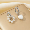 Romantic Temperament Imitation Pearl Beaded Asymmetric Heart-shaped Pendant Hoop Earrings for Women Korean Jewelry Gift - Image 3