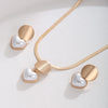 Pair of Heart Shaped Pearl Earrings And Necklace Set Elegant Jewelry Combo for Women - Image 1
