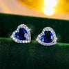 Cute Female Black/Green/Red/White/Blue Small Heart Stud Earrings Vintage Wedding Jewelry For Women - Image 1