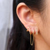 3pcs Colorful Zirconia Chain Earrings Set for Women Two Hole Round Circle Curvy Gold Color Hoop Earring Wedding Jewelry - Image 6