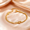 Love Knot Couple Bracelet Set, Stainless Steel Round Snake Chain Bracelets for Women Men Jewelry Valentine's Gift - Image 5